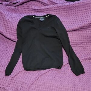 Tommy Hilfiger Women's Black V-Neck Sweater